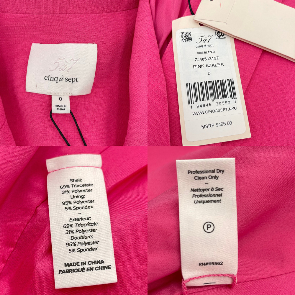 Cinq a Sept | NWT Pink Azalea Crepe Suit Kris Blazer Matching Brianne Pants 0 - Picture 3 of 16